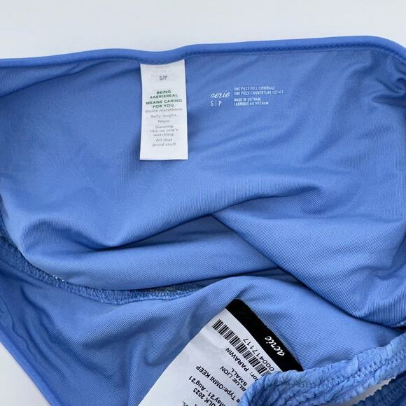 Aerie Blue Tie Dye One Piece Full Coverage Bikini Bottom Size Small NWOT - Picture 3 of 3